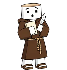 The chronicler, a monk holding a quill
